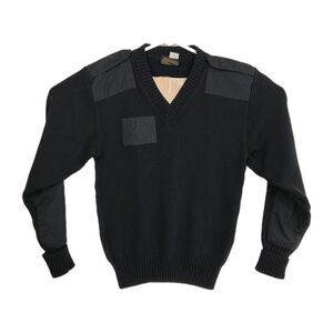 Vintage Citadel military men's pullover v-neck sweater, medium, black